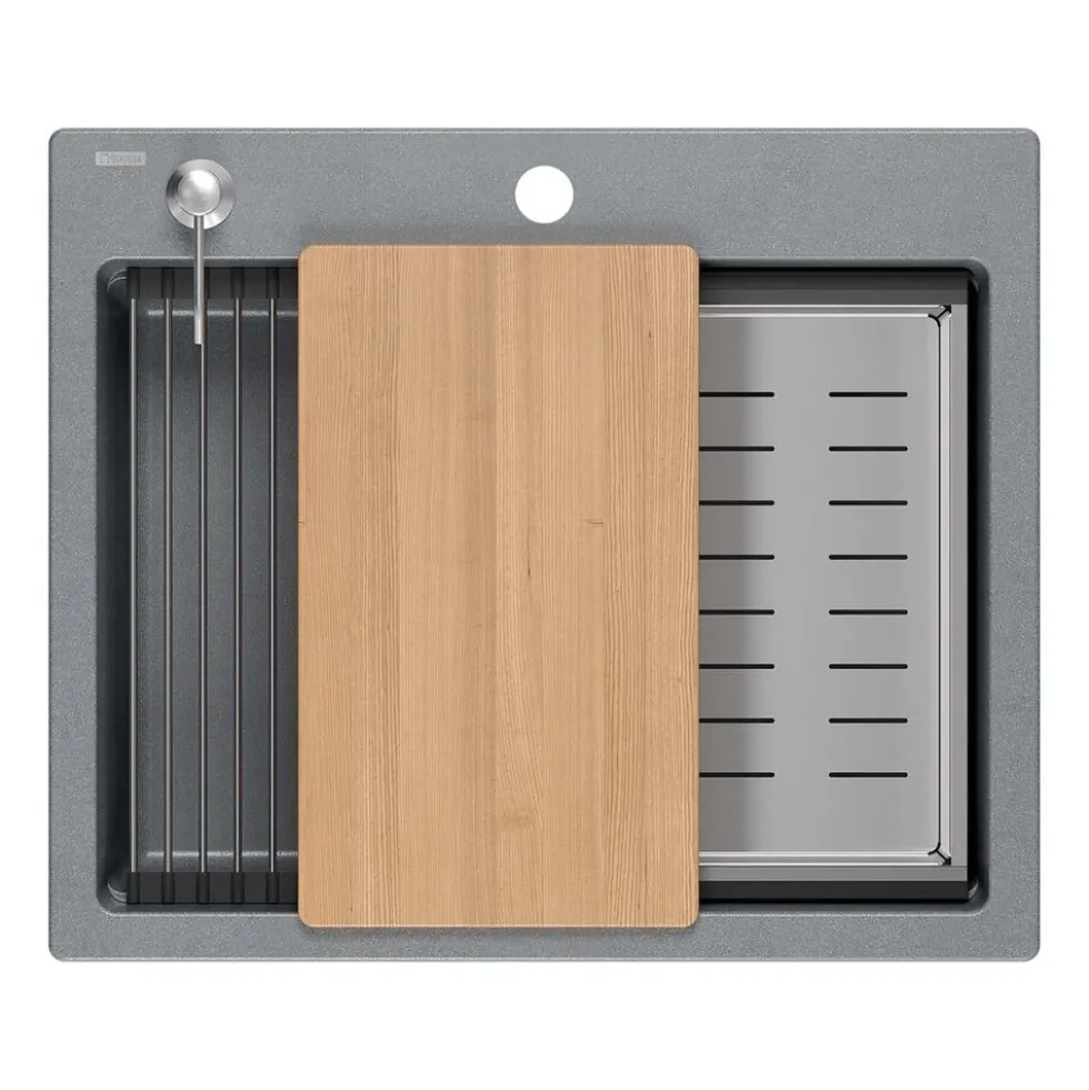 Zlewozmywak Root Chef Multi, 59,5 x 50 x 21,5 cm, z akcesoriami, szary