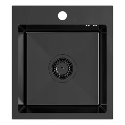 Zlewozmywak stalowy Mini Basic z baterią, czarny, 400 x 450 x 200 mm