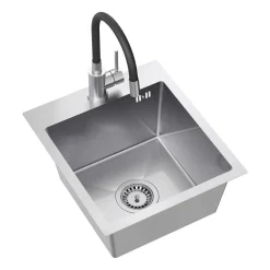 Zlewozmywak stalowy Mini Gum z baterią, stal nierdzewna, 400 x 450 x 200 mm