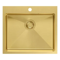 Zlewozmywak stalowy Root Chef Moon Box, 55 x 48 x 20 cm, z syfonem, złoty